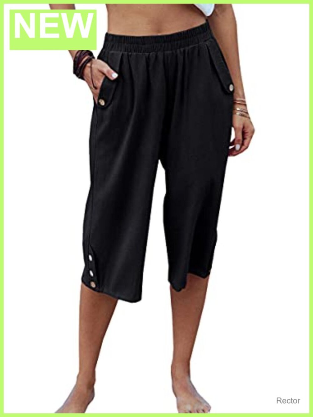 Women's Elastic Waist 3/4 Capri Harem Pants Pockets Casual Loose Yoga Trousers